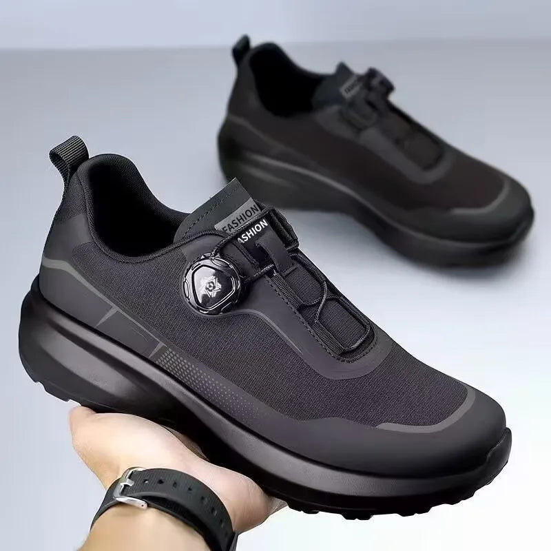 Men's Shoes 2025 Spring Platform Rotating Button Sports Trendy Shoes Men's Mountaineering Outdoor Soft-soled Sports Shoes