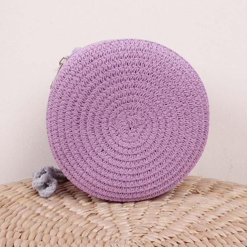Summer Woven Straw Crossbody Bags for Women Fashion Round Handmade Rattan Beach Small Handbag Travel Female Shoulder Bag